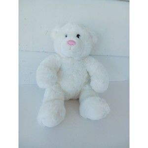 Build A Bear 13” Plush White Teddy Bear Pink Nose Stuffed Animal